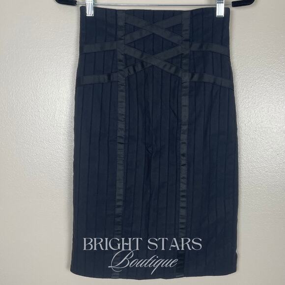 Rare Vintage Pencil Skirt ASO Blair Waldorf Gossip Girl Black Knee Length - Picture 5 of 11